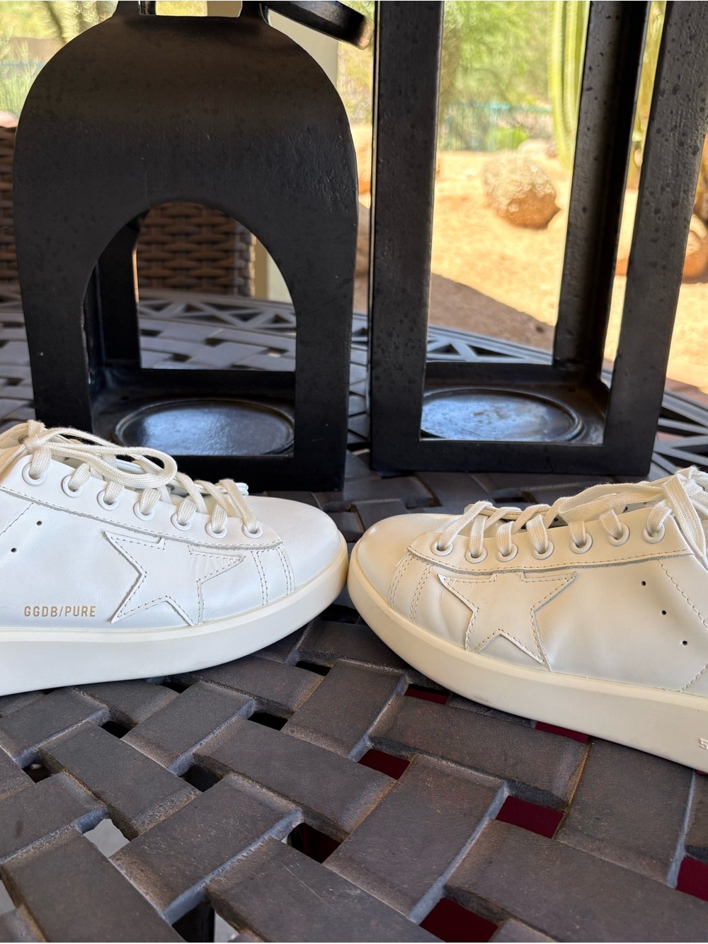 Golden Goose White Leather Low-Top Sneakers with Silver Heel Tab - Picture 3 of 8